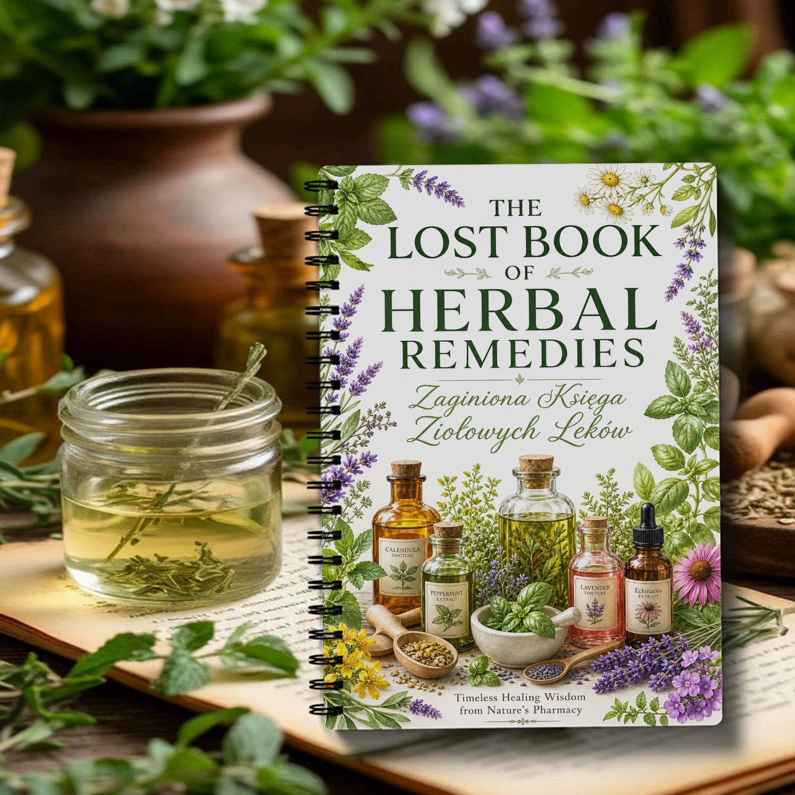 Natural Herbal Wellness - ハーバルレメディーズ スパイラルノート ポーランド版 カバージャーナル ハーバリスト＆自然健康ノート用