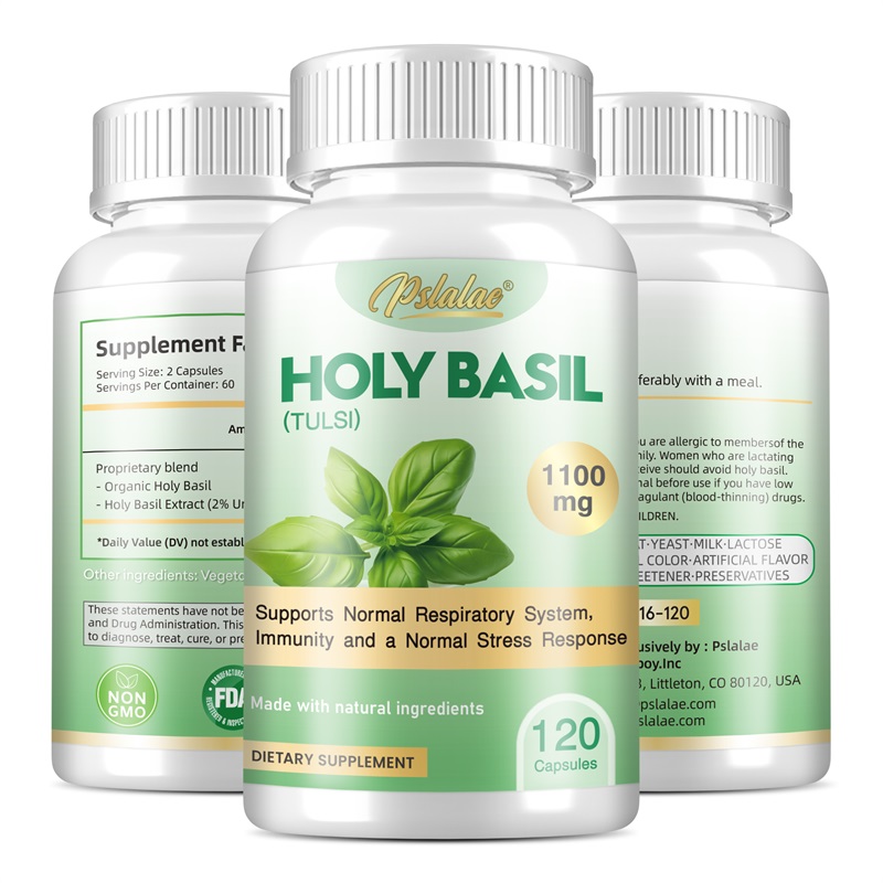 Tulsi Holy Basil - ホーリーバジルカプセル - 免疫力を高め、ストレスを軽減し、体と心をリラックスさせ、活力とエネルギーレベルを向上させます