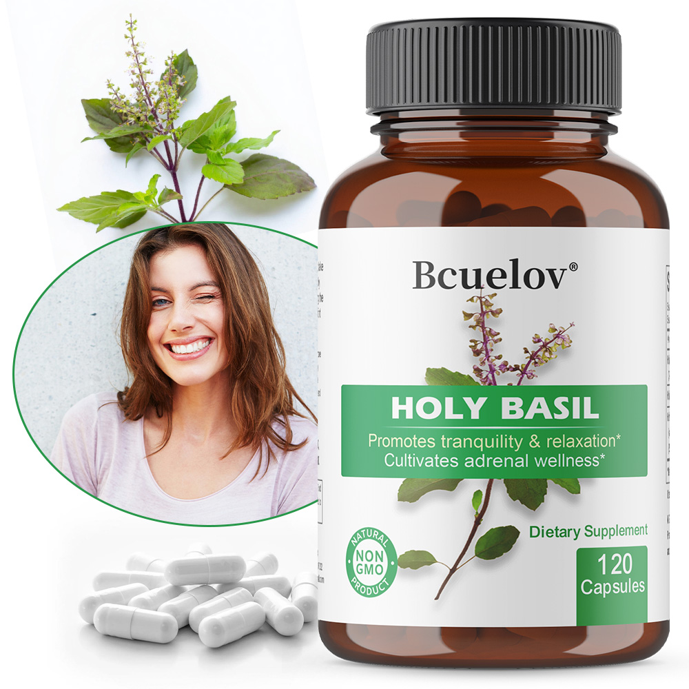 Tulsi Holy Basil - ホーリーバジル・タルシエキスカプセル、副腎、免疫、呼吸器系と毎日の心の平安、ストレスと不安の軽減をサポートします