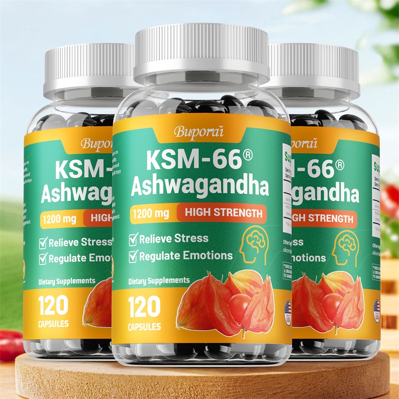 Tulsi Holy Basil - KSM-66 アシュワガンダ エキス カプセル - ストレスと気分を和らげ、睡眠の質を促進し、集中力と脳の健康を高めます