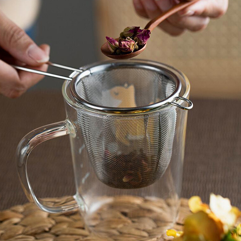Herbal Wellness Supplement - ステンレス製茶こし 再利用可能 茶漏れ防止フィルター ティーポットストレーナー 片耳型 コーヒー