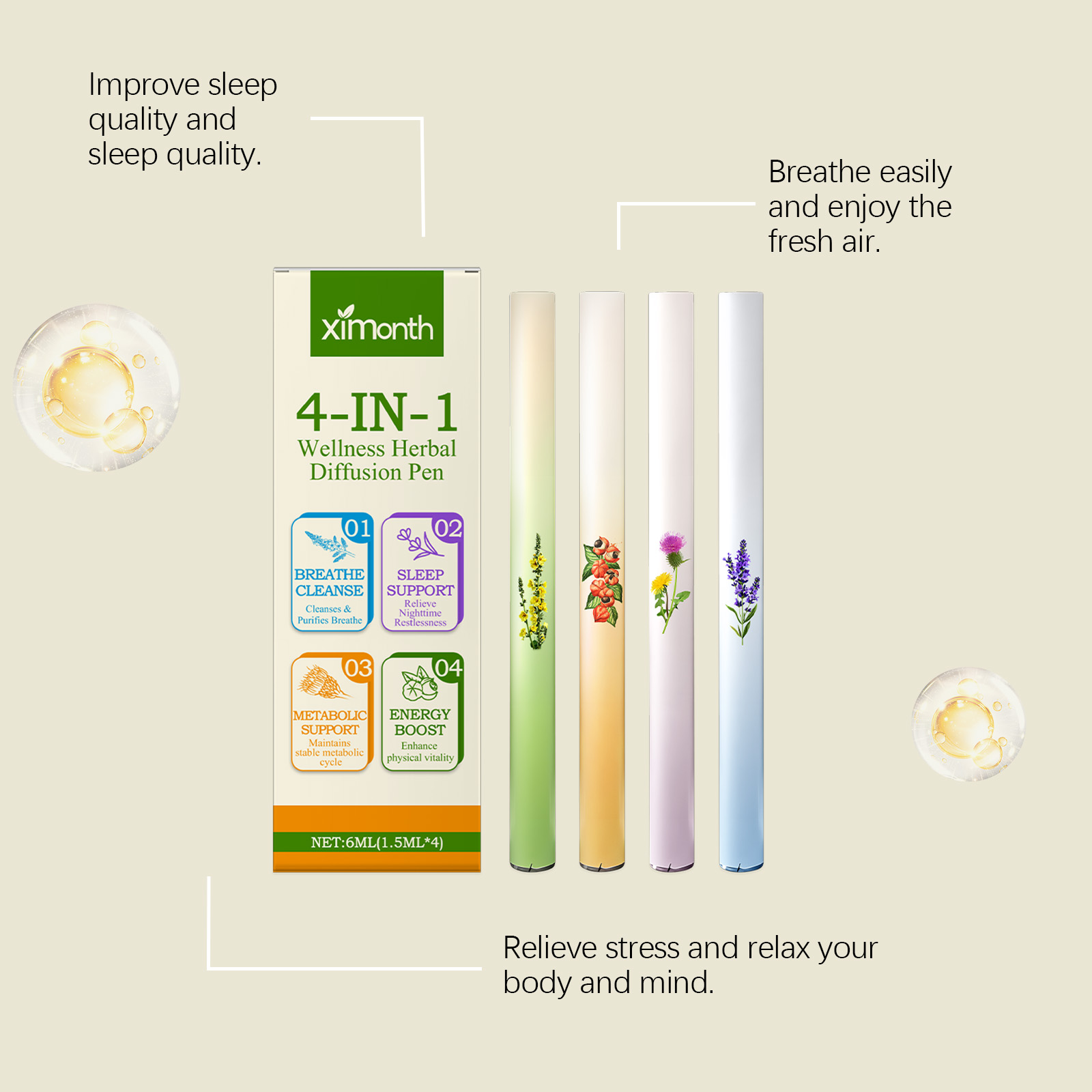 4 in 1 ハーブエナジーコンボスティック 自然な健康サポ - Natural Herbal Wellness のレビューと価格