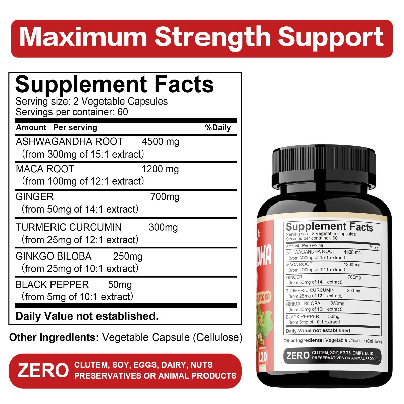 アシュワガンダとマカのサプリメント - ストレス、気分、体力 - Valerian Root Capsule のレビューと価格